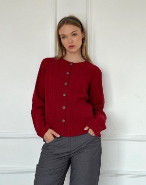 Motel Rocks Bavana Strickjacke Damen Dunkelrot | ODF1440KA