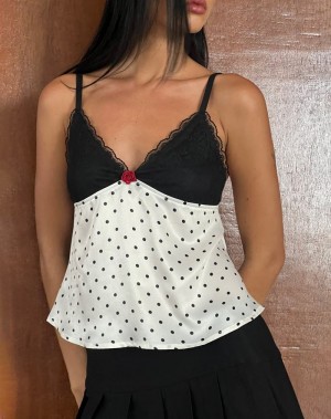 Motel Rocks Dalinda Cami Tanktop Damen Schwarz Weiß | CGT2838GY