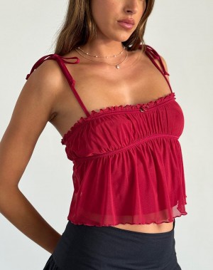 Motel Rocks Damaris Cami Tanktop Damen Rot Rosa Rot | VKZ897LY