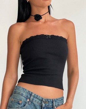 Motel Rocks Ernie Rib Bandeau-Bh Damen Schwarz | ALF4297YM