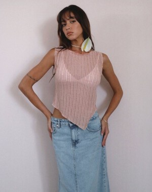 Motel Rocks Etta Gestrickt Top Weste Damen Rosa | YRB596ON