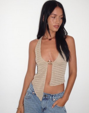 Motel Rocks Kacie Halter Weste Damen Beige | MXQ9532VV