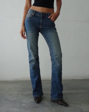 Motel Rocks Low Rise Bootleg Jeans Damen Blau | ADM9525DC