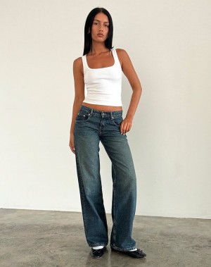 Motel Rocks Low Rise Parallel Jeans Damen Hellblau | INX4163YP