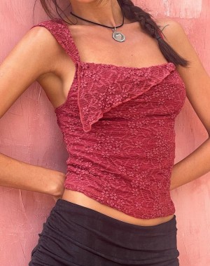 Motel Rocks Sambu Spitze Cami Tanktop Damen Rot | APH6547EG