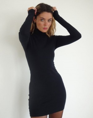 Motel Rocks Yrion Turtle Neck Bodycon Minikleid Damen Schwarz | VFI8721WF