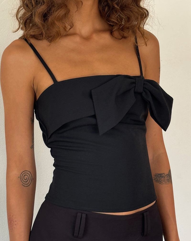 Motel Rocks Antlia Bow Cami Tanktop Damen Schwarz | VQP7382AL