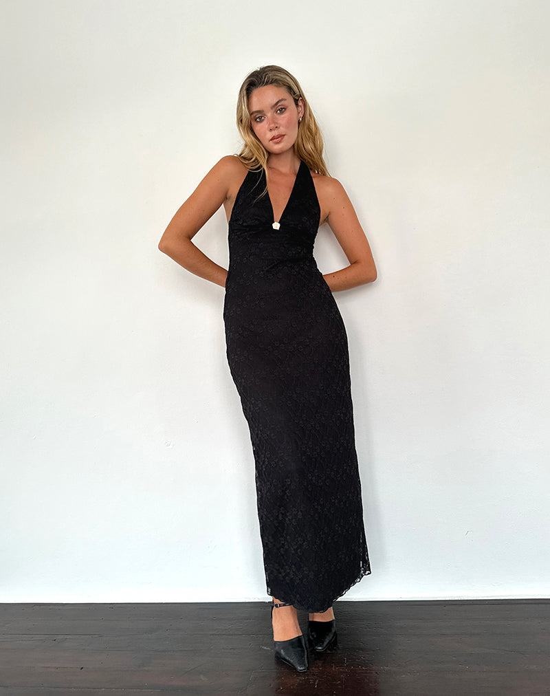 Motel Rocks Atma Halterneck Maxikleid Damen Schwarz | YOQ5295IZ