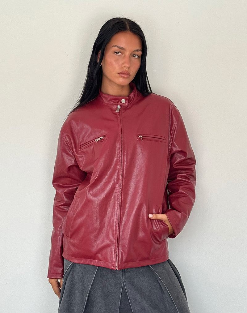 Motel Rocks Charlize Moto Biker-jacke Damen Rot | ZXF2998BI