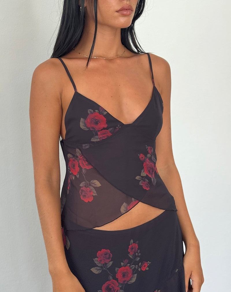 Motel Rocks Cojira Mesh Butterfly Weste Damen Schwarz Rot | TBR9289IU