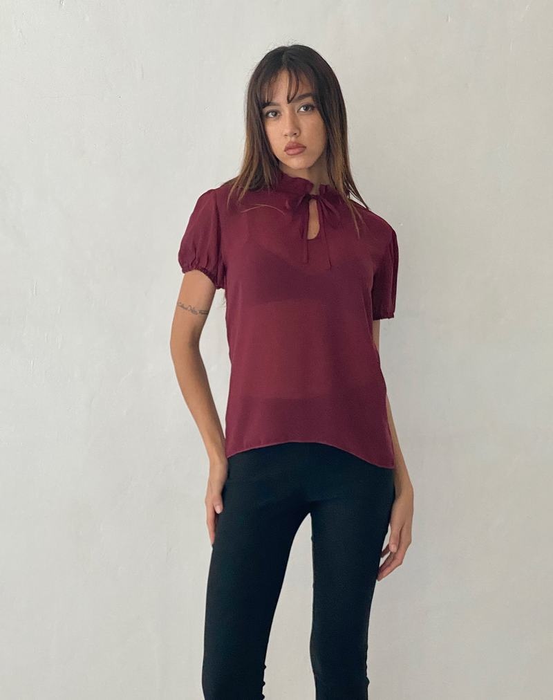 Motel Rocks Enzo High Neck Bluse Damen Rot | FOQ2828YF