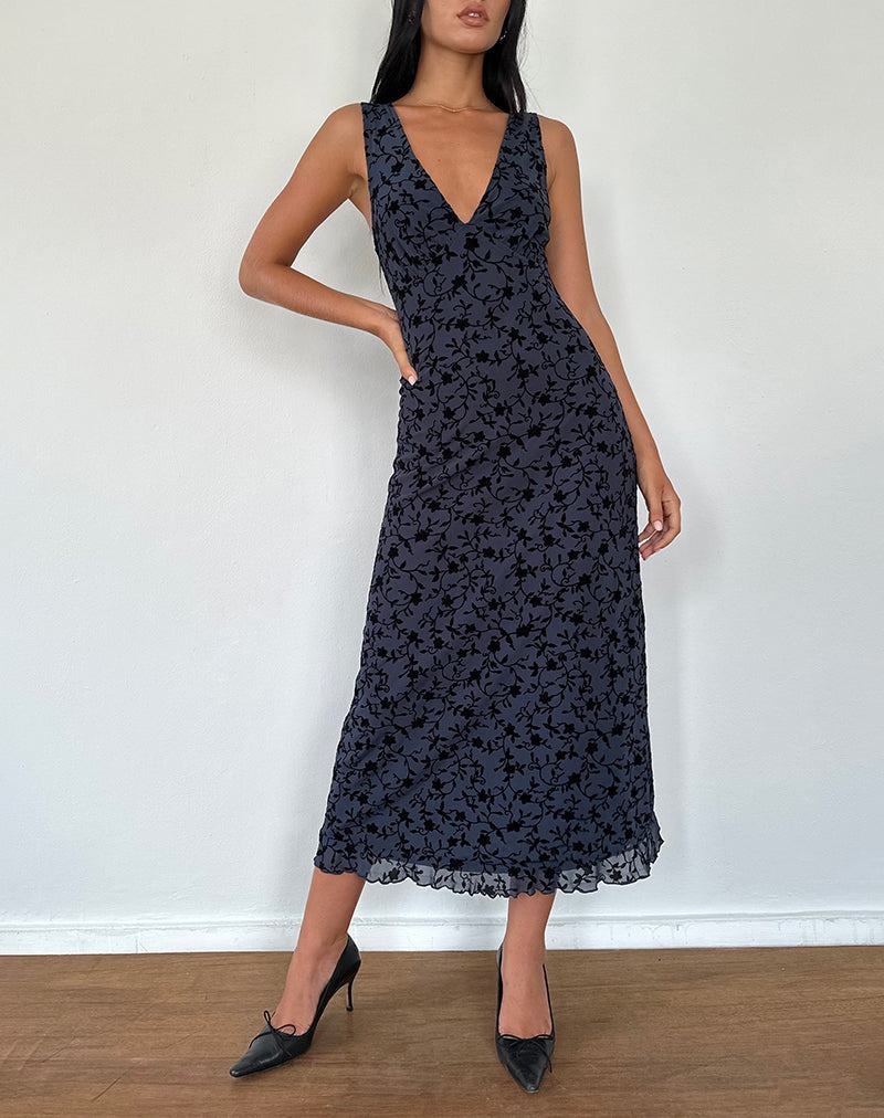 Motel Rocks Gabriela Midi-kleid Damen Navy | AJK2567UP