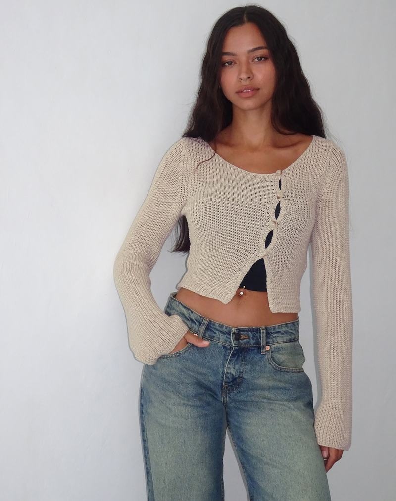 Motel Rocks Kazayo Long Sleeve Knit Top Pullover Damen Beige | ZOT2059SC