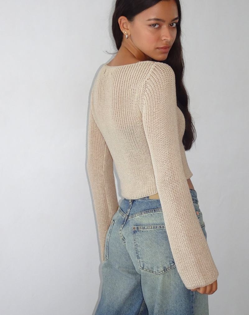 Motel Rocks Kazayo Long Sleeve Knit Top Pullover Damen Beige | ZOT2059SC