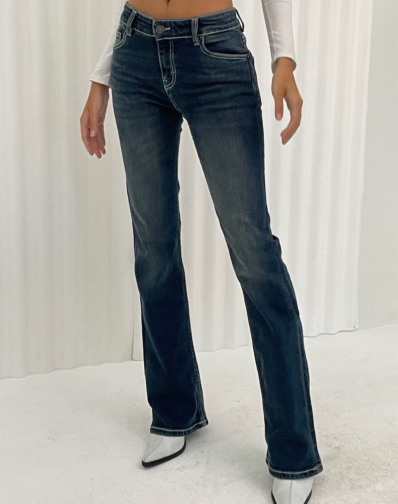 Motel Rocks Low Rise Bootleg Jeans Damen Dunkelblau | BKG6628JO