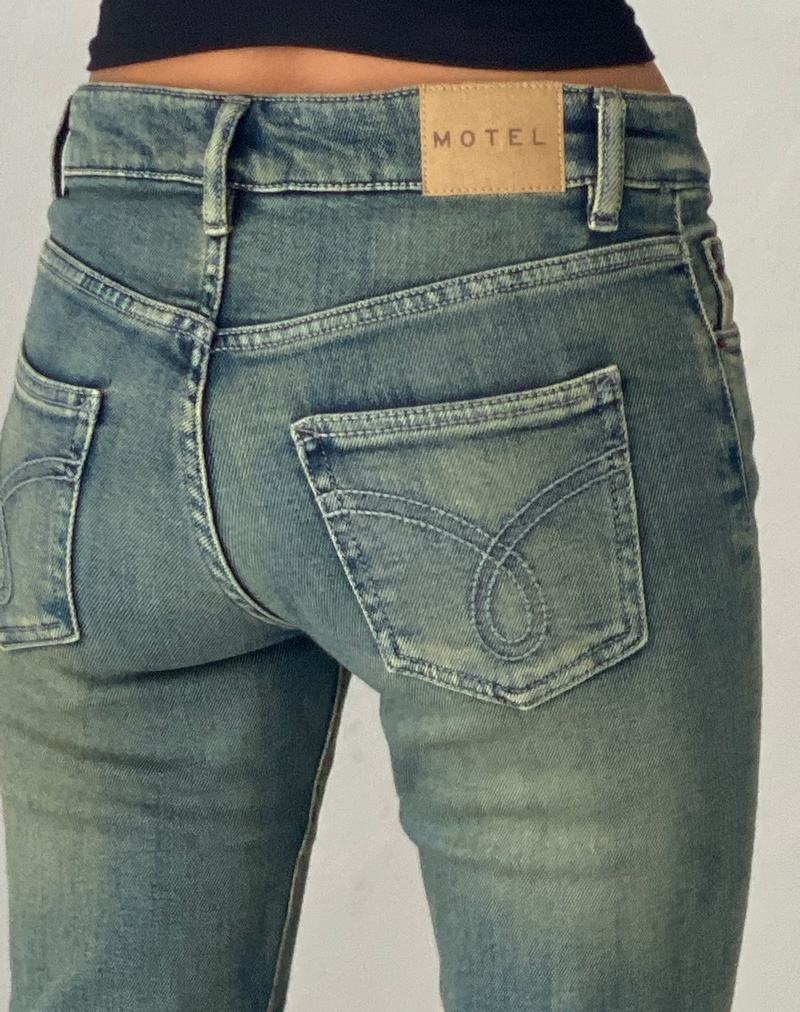 Motel Rocks Low Rise Flared Jeans Damen Grün Blau | NCV5796JX