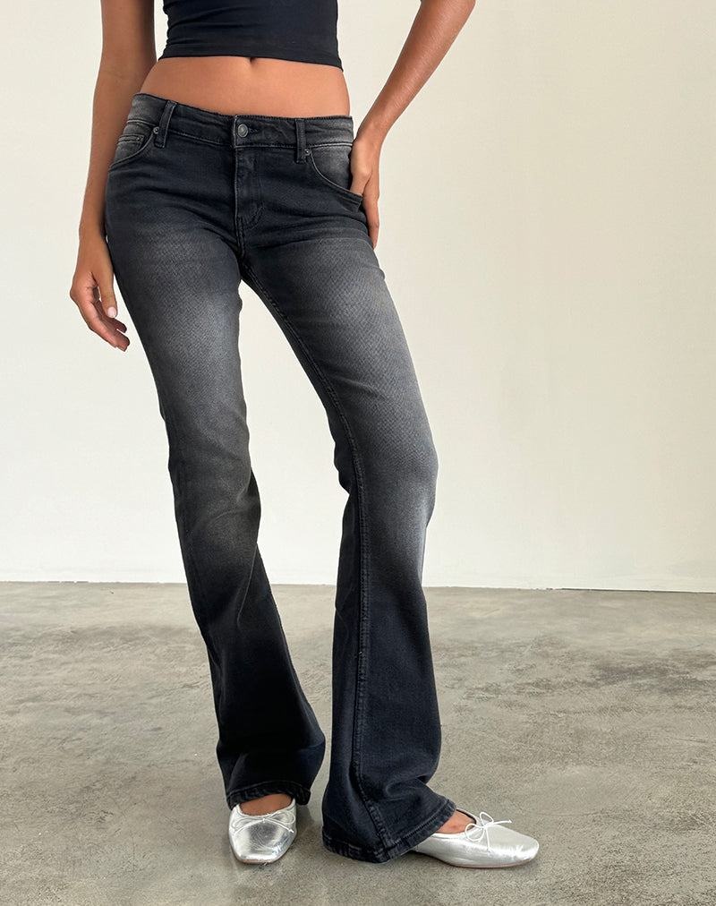 Motel Rocks Low Rise Flared Jeans Damen Schwarz | RBZ71100QA