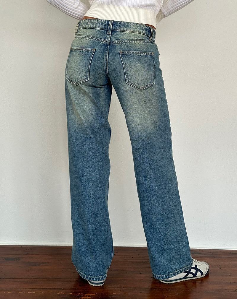 Motel Rocks Low Rise Parallel Jeans Damen Grün | WNM612PJ