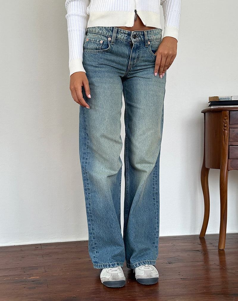 Motel Rocks Low Rise Parallel Jeans Damen Grün | WNM612PJ