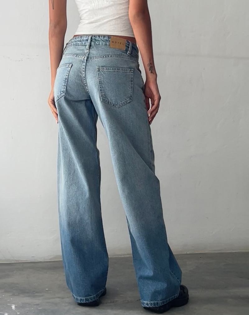 Motel Rocks Low Rise Parallel Jeans Damen Hellblau | JEF7686VJ