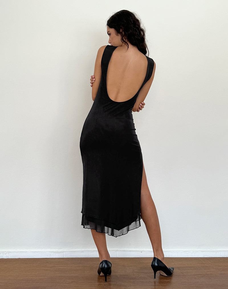 Motel Rocks Lyra Backless Midi-kleid Damen Schwarz | CHN695PV