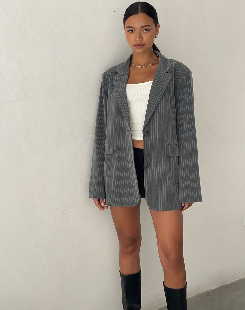 Motel Rocks Maiwa Blazer Damen Grau | BFS3693XN