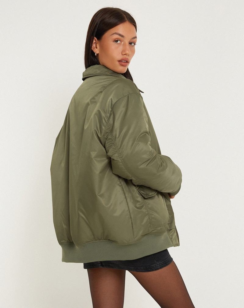 Motel Rocks Manik Jacken Damen Khaki Grün | ZQG446EW