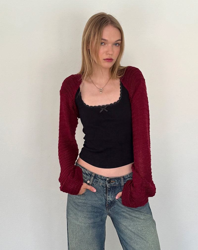 Motel Rocks Nobila Gestrickt Shrug Pullover Damen Rot | VRV9991UY