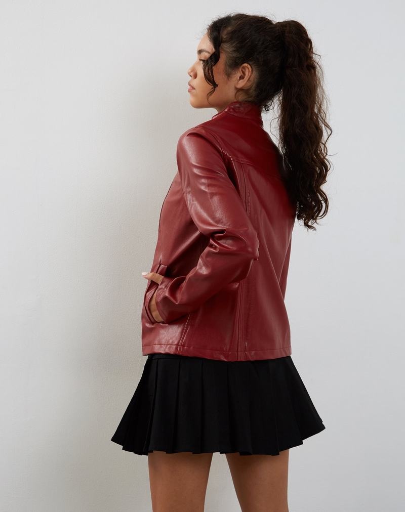 Motel Rocks Olivia Lederjacke Damen Rot | RSG3854UB