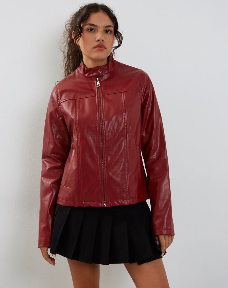 Motel Rocks Olivia Lederjacke Damen Rot | RSG3854UB