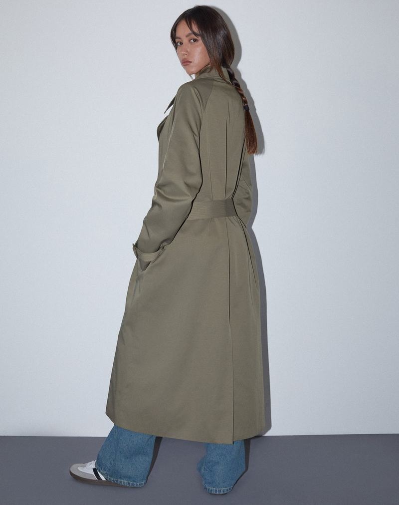 Motel Rocks Orcati Trenchcoat Damen Khaki | UKN6585IZ