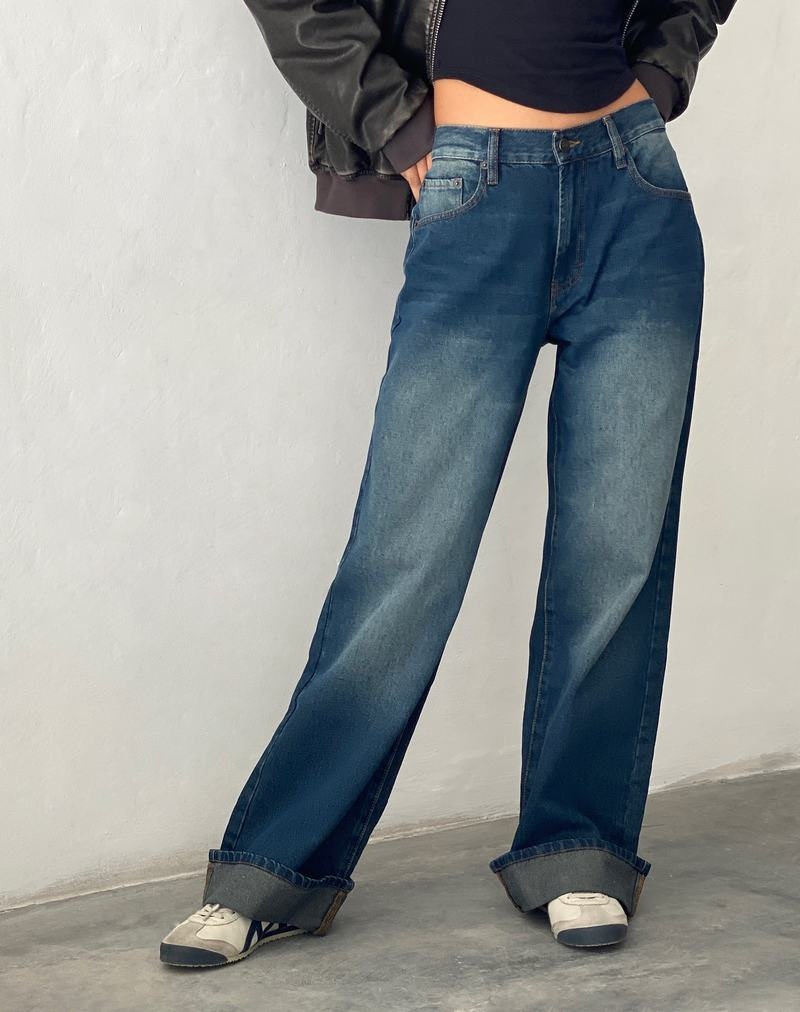 Motel Rocks Oversized Dad Low Rise Jeans Damen Dunkelblau | JWE6388EA