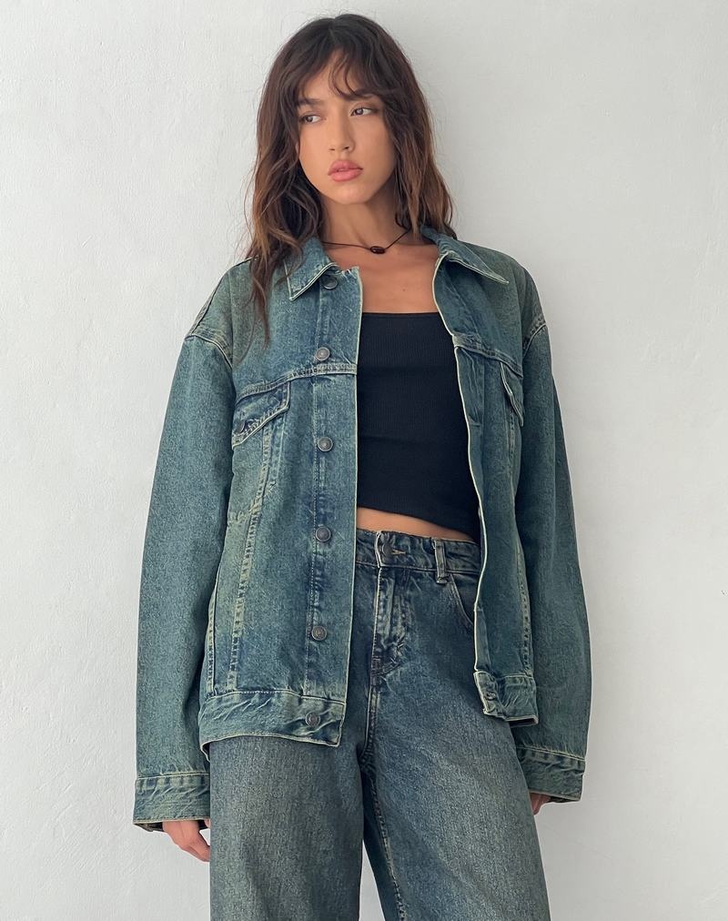 Motel Rocks Oversized Jeansjacken Damen Braun Blau | UNN5199AF