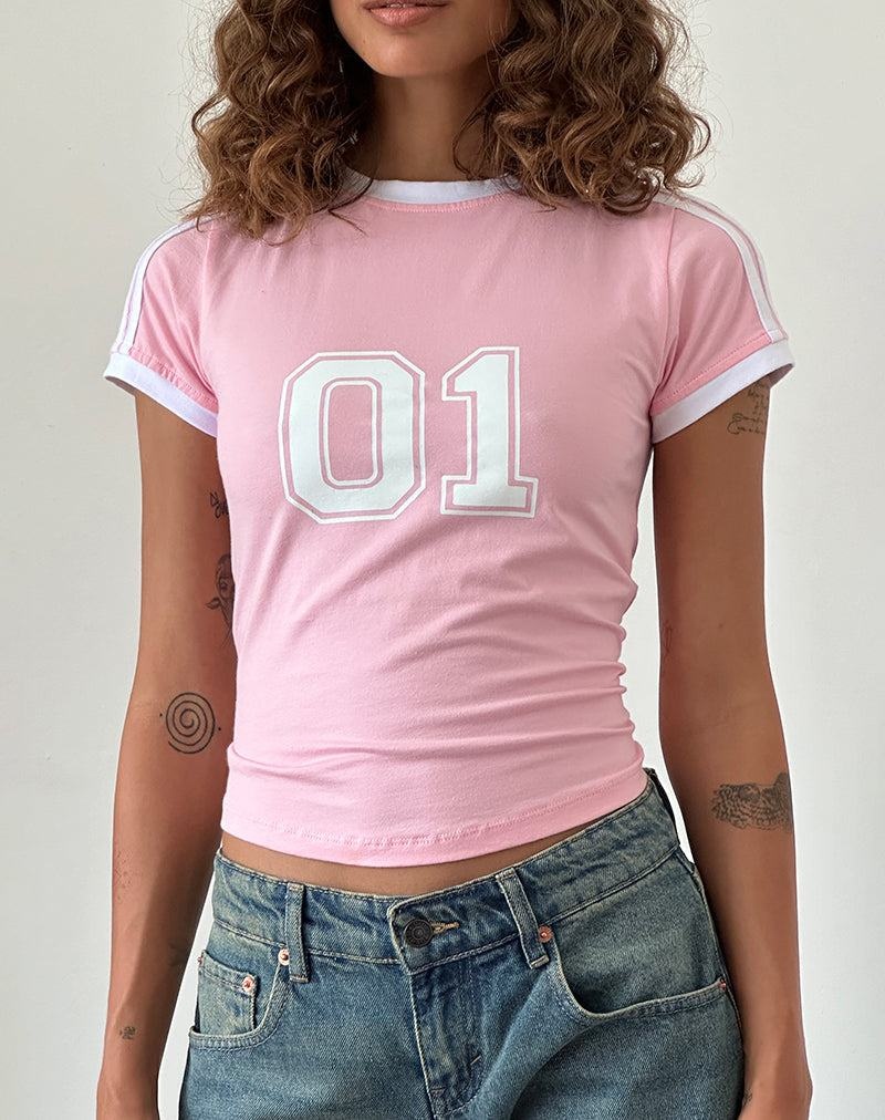 Motel Rocks Salda Sportliche Tee T-shirts Damen Rosa Weiß | UCA2458BE