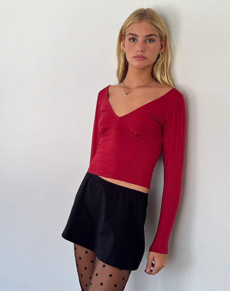 Motel Rocks Sisil Long Sleeve T-shirts Damen Rot | UKW2976AQ