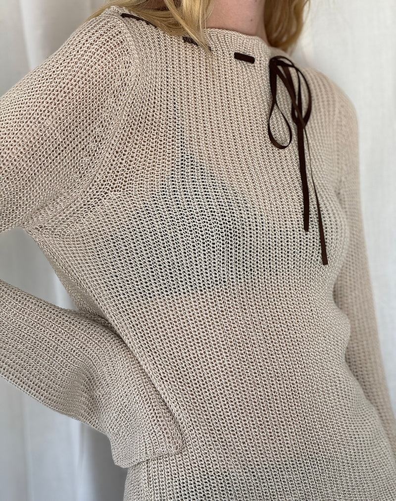 Motel Rocks Valorie Knit Pullover Damen Beige | AOA8530TL