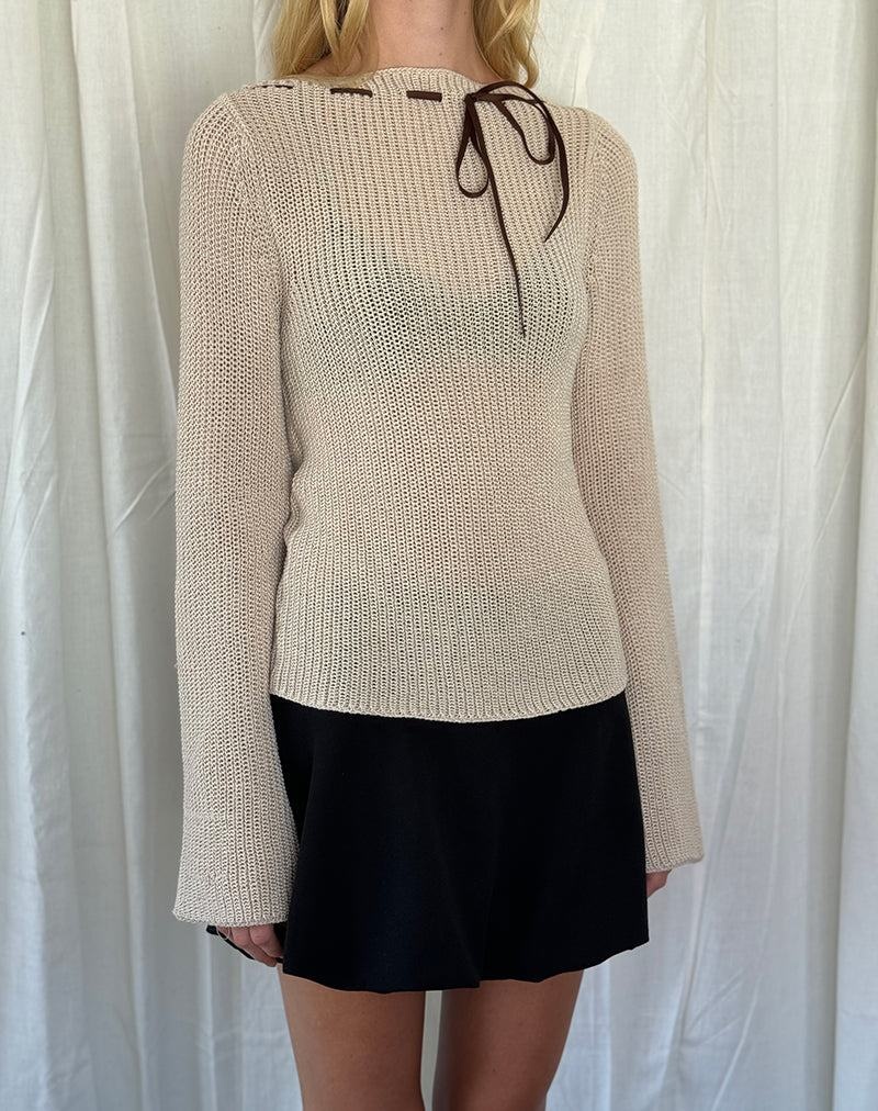 Motel Rocks Valorie Knit Pullover Damen Beige | AOA8530TL