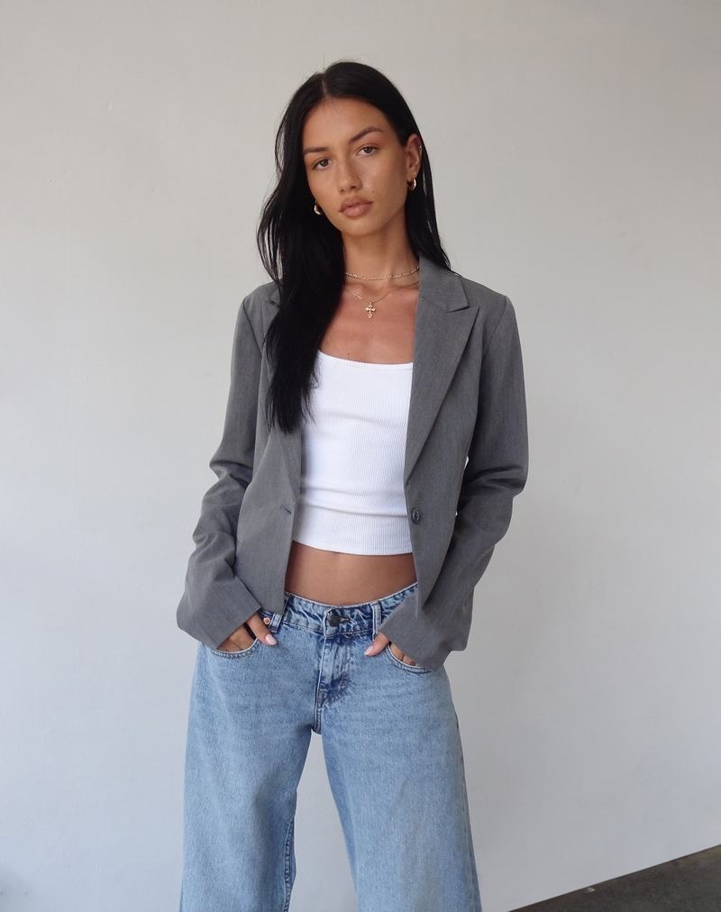 Motel Rocks Walid Cropped Blazer Damen Grau | RRS9329KA